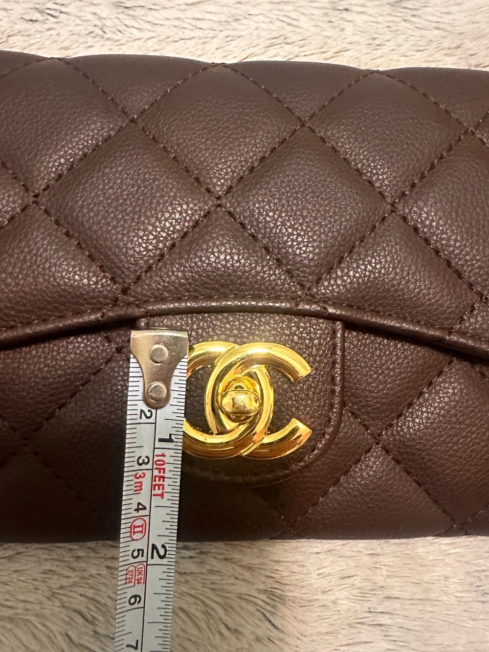 Iconic double c Quilted coffee Brown wallet on chain Bag - Picture 10 of 10